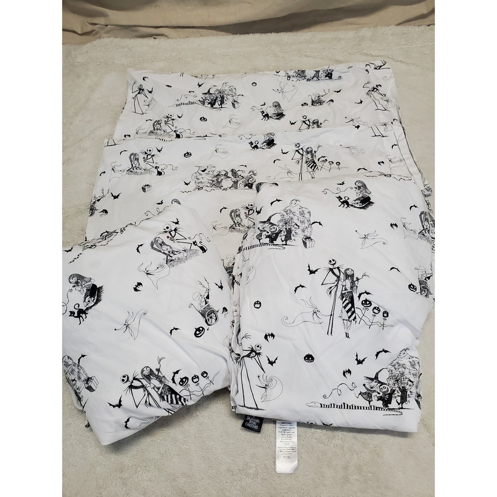 Pottery Barn Teen Black White Nightmare Before Christmas Queen Bedding Sheet Set